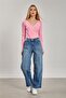 Women's Double Breasted Collar Long Sleeve Bodysuit - Pink - 3