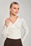 Women's Double Breasted Collar Long Sleeve Body - Ecru - 2