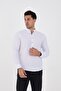 Mandarin Collar Half-Placket Lycra Linen Texture Cotton Slim Fit Men's Shirt - 3