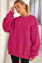 Women's Crew Neck Basic Oversized Sweatshirt Fuchia - 2