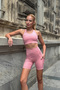 Aero Motion Premium - Patterned Powder High Waist Push-Up Recovery Shorts Leggings - 5