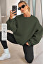 Women's Crew Neck Basic Oversize Sweatshirt Dark Age