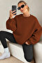 Women's Crew Neck Basic Oversize Sweatshirt Cinnamon - 6