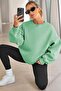 Women's Crew Neck Basic Oversize Sweatshirt Water Green - 4