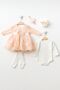 Baby Girl 0-6 Months Wedding Dress Set of 5 Mevlütluk Set Long Sleeve French Lace Dress - 3