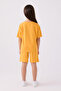 Girl's Crew Neck Wrap Embroidered Summer Regular Fit Yellow Bermuda Set Us1848-C-V3 - 5
