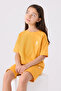 Girl's Crew Neck Wrap Embroidered Summer Regular Fit Yellow Bermuda Set Us1848-C-V3 - 2