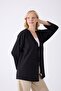 Black Kimono Tunic with Front Bag - 5