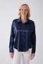 Women's Navy Blue Satin Shirt - 6