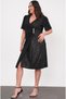 Women's Large Size Sequin Block Stone Buckle Accessory Detail Short Sleeve Flexible Short Sleeve Woven Evening Dress - 5