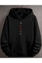 Black Printed Oversize Unisex Women/Men Hooded Sweatshirt
