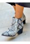 Dalida Gray Snake Skin Detail 6 cm Heel Dallas Short Boots - 6