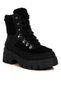Women Black Faux Fur Detail Chunky Hiker Boots - 2