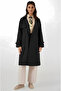 Women's Black Double Breasted Collar Belted Lined Trench Coat Hzl25W-Bd159181 - 4
