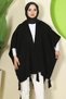 Tassel Detailed Knitwear Poncho Black Hm2817 - 5