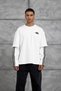 Men's Sweatshirt Yc4 Oversize with Split Sleeves White Oversize Crew Neck 3 Thread Without Threaded Detail