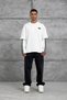 Men's Sweatshirt Yc4 Oversize with Split Sleeves White Oversize Crew Neck 3 Thread Without Threaded Detail - 4