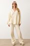 Lace-Up Kimono Pants Knitwear Set Ecru 9364-Tk