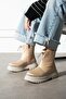 Gavia Women's Snow Boots Zippered Stone Parachute Fabric Beige