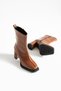 Women's Tan Matte Leather Thick Heeled Boots – Comfortable Orthopedic Model for Stylish Winter Daily Office Outfits - 6