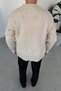 Cream basic soft relaxed cardigan - 4