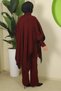 Chain Patterned Three-Piece Knitwear Set Burgundy Hm2815 - 6