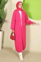 كارديجان طويل منسوج بنقشة الكرز باللون الفوشيا HM2334 - 3