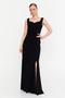 Women's Sleeveless Fish Form Evening Dress 7013 Black