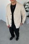 Cream basic soft relaxed cardigan - 3
