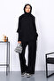 Black Front Detailed Modal Tunic Trouser Suit
