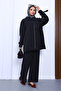 Black Zippered Modal Tunic Pants Set - 2