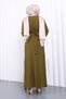 K. Oil Green Waist Belted Ruffle Detailed Seersucker Dress - 4