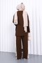 Brown Color Block Tunic Trouser Suit - 4