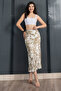 Women's Summer Patterned Satin Fabric Skirt 6718