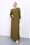 K. Oil Green Waist Belted Ruffle Detailed Seersucker Dress - 2