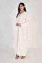 Ladies Jalabiya – White Base with V Neck and Embroidered Detailing