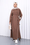 Dark Mink Crew Neck Belted Dress