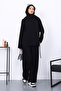 Black Front Detailed Modal Tunic Trouser Suit - 2