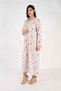 Ladies Jalabiya – White with Colorful Floral and Bow Diamond Print and Embroidery Detailing - 4