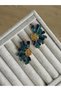 Stainless Steel Colorful Flower Pattern Earrings
