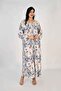 Ladies Jalabiya – Blue and White Abstract Print and Embroidery Detailing - 7