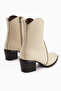 Ubax Genuine Leather Beige Heeled Women's Boots - 4