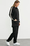 Hooded Color Block Tunic Tracksuit Set - Black - 5