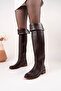 Icona Model Genuine Leather Long Laptop Curved Side Zippered Daily Women's Boots - 4