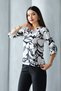 Women's Long Sleeve Crew Neck Patterned Casual Blouse - Everyday, Urban Chic (Limited Stock) Women's Blouse - 3
