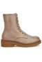 Women Faux Leather Lace Up Boots in Tan