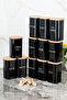12 Pieces 250 ml Vacuum-Sealed Bamboo Wooden Lid Black Acrylic Spice Jar Set with Labels and Gift - 5