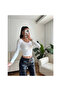 Women's U Neck Diving Fabric Crop Blouse - 5