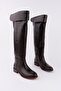 Icona Model Genuine Leather Long Laptop Curved Side Zippered Daily Women's Boots - 5