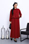 Burgundy Pocketed Blouse Skirt Set - 2
